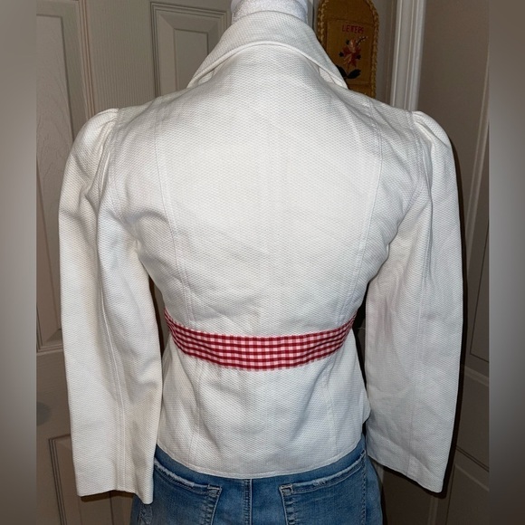 Betsey Johnson off white blazer with red gingham trim. Y2K - Picture 2 of 14